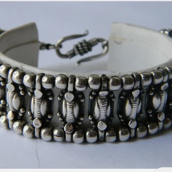 Rare Mexican silver bracelet beaded coffee bean handmade - Picture 2 of 5